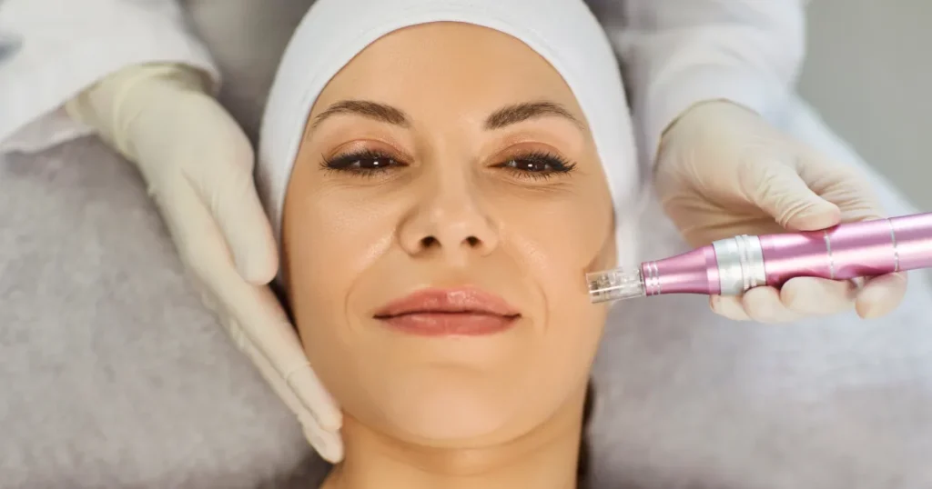 Woman Receiving Microneedling Treatment in Cleveland, OH